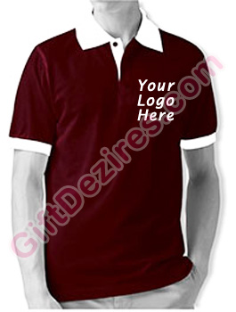 Designer Maroon and White Color Printed Logo T Shirts
